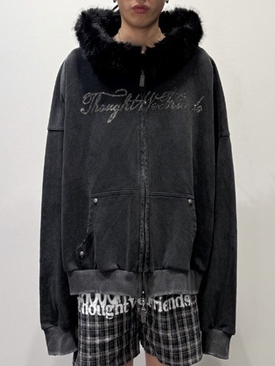 Thought We Friends】Nyra Zip-Up Jacket with Detachable Fur Hood