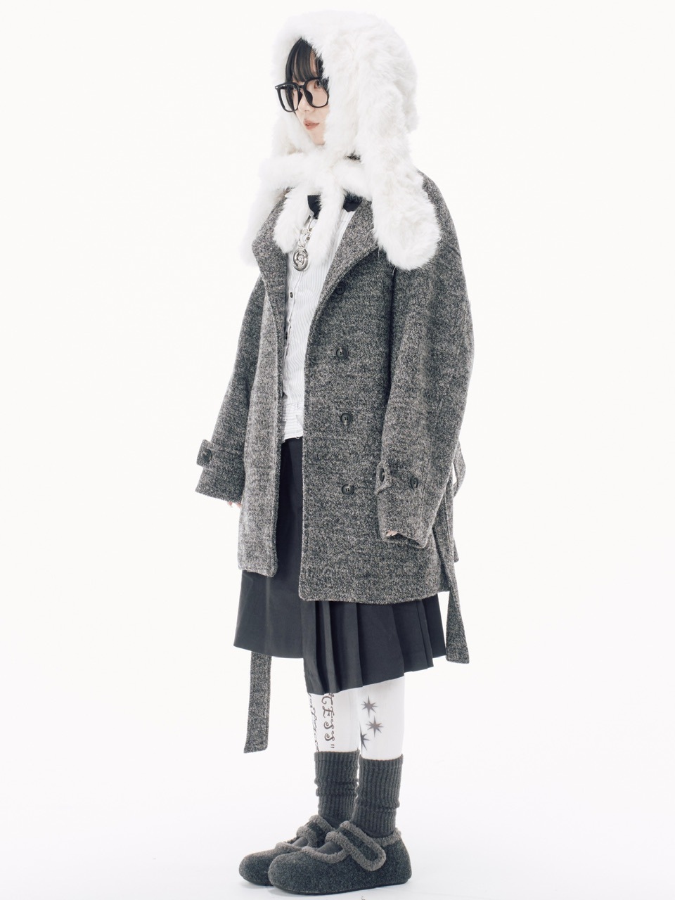 【Nerd out XU】stand collar over coat / 【ナードアウトエックスユー】スタンドカラーオーバーコート