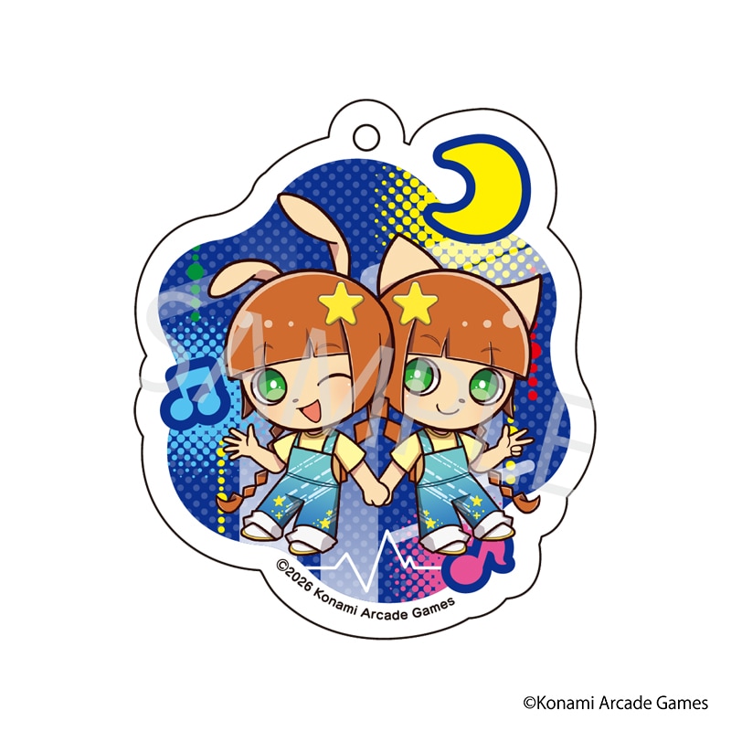 【 09/10 発送予定】 「pop'n music」 星空コラボカフェ ミニキャラアクリルキーホルダー[ミミ＆ニャミ] グッズ