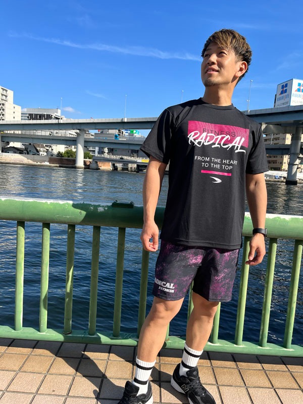 RFドットロゴDRYTシャツ<ブラック×ピンク>