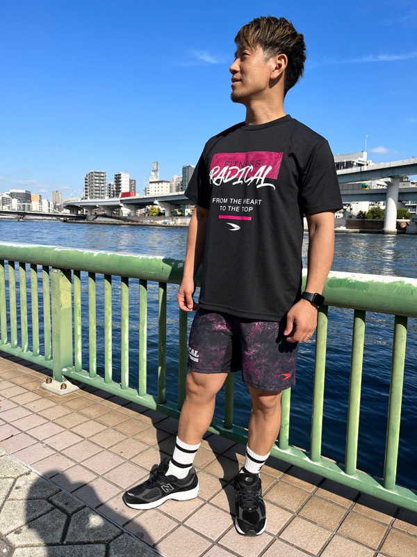 RFドットロゴDRYTシャツ<ブラック×ピンク>