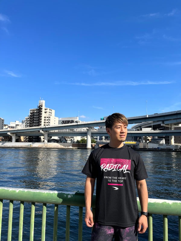 RFドットロゴDRYTシャツ<ブラック×ピンク>