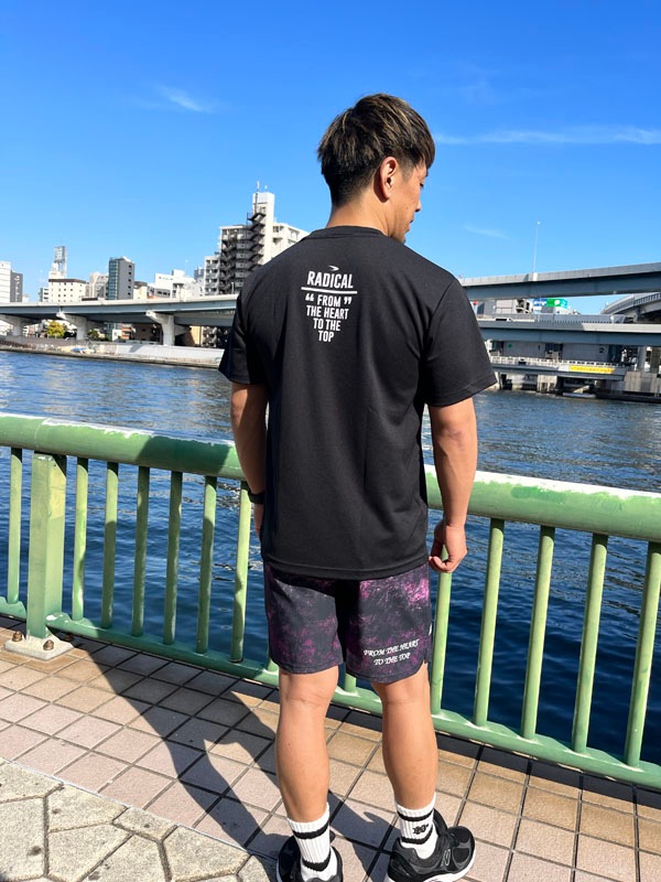 RFドットロゴDRYTシャツ<ブラック×ピンク>