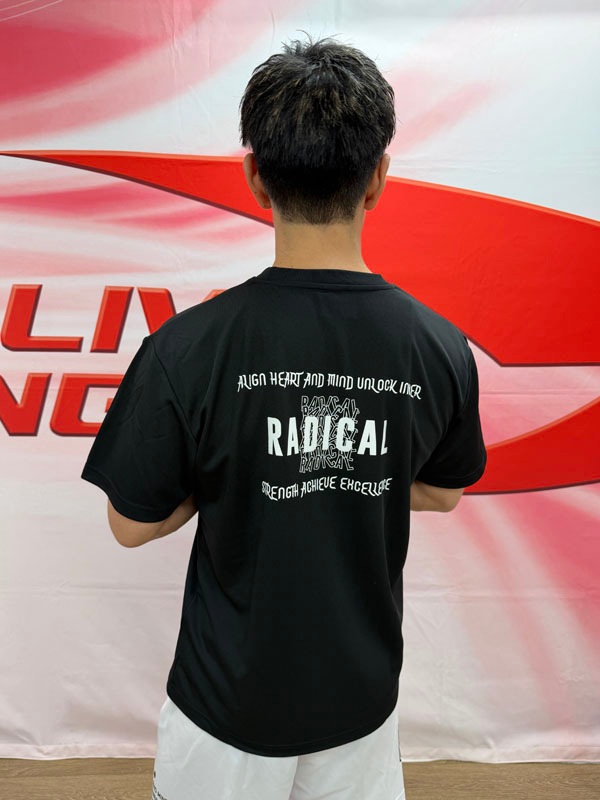 RFブロックドライTシャツ＜ブラック×ピンク＞