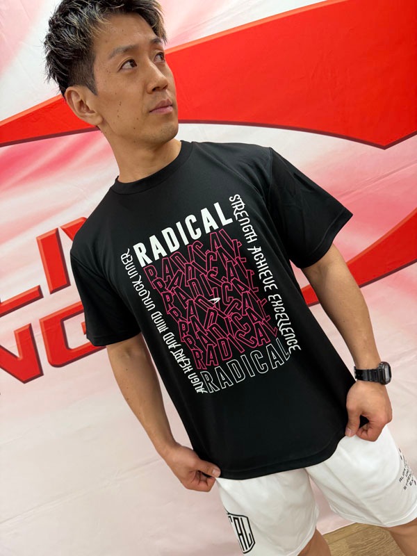 RFブロックドライTシャツ＜ブラック×ピンク＞
