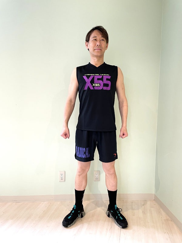 X55 Vネックノースリーブ＜ブラック×パープル＞