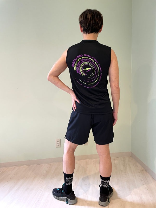 X55 Vネックノースリーブ＜ブラック×パープル＞