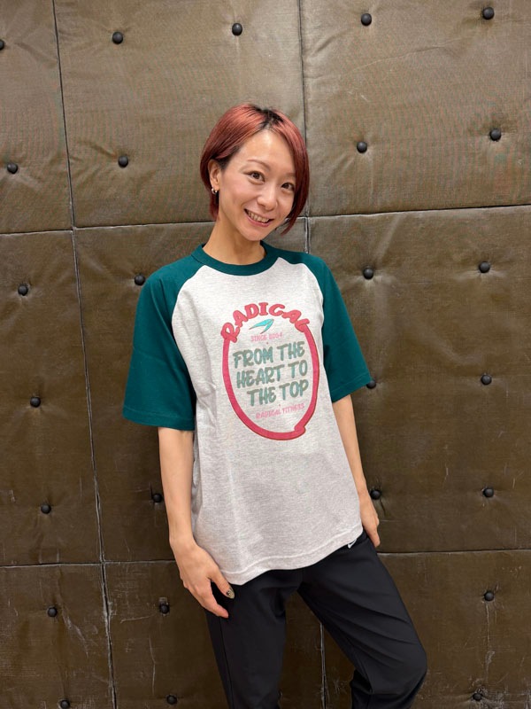 LOOPHOLE M&MラグランTシャツ ホワイト/グリーン ラグランロングスリーブ Tシャツ[United Athle 5048]｜オリジナルT