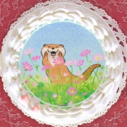 プリケーキ（コスモス柄）【特典缶バッジ付き】[可愛い嘘のカワウソ]|可愛い嘘のカワウソ|ファンシーキャラクター