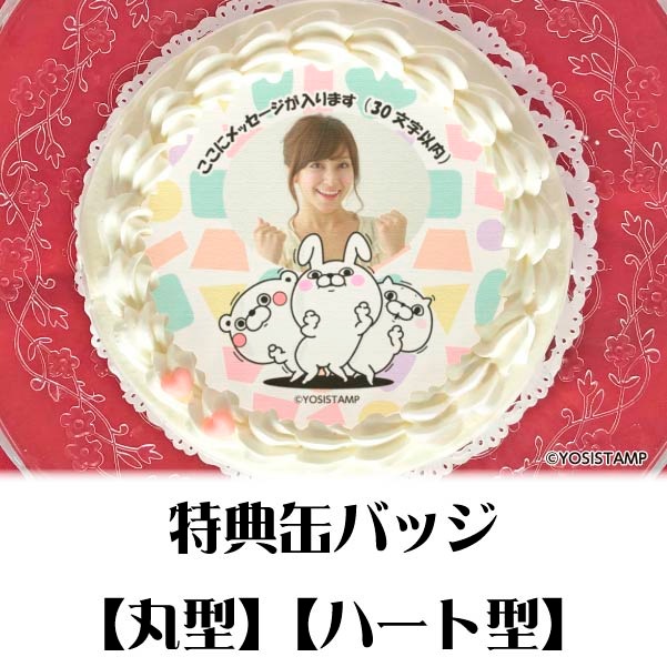 写真メッセージ入り プリケーキ うさぎさん くまさん ぬこさま 特典缶バッジ付き ヨッシースタンプ ファンシーキャラクター ヨッシースタンプ 定番柄 Priroll