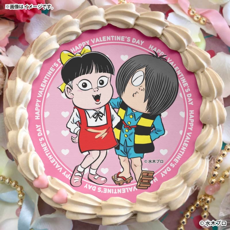 バレンタインプリケーキ2026（ねこ娘＆鬼太郎）【特典缶バッジ付き