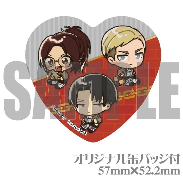 進撃の巨人 ちょこのっこ コンプリート リヴァイ、エルヴィン、ハンジ、ミカサ プリケーキ2022(リヴァイ&エルヴィン&ハンジ)【特典缶バッジ