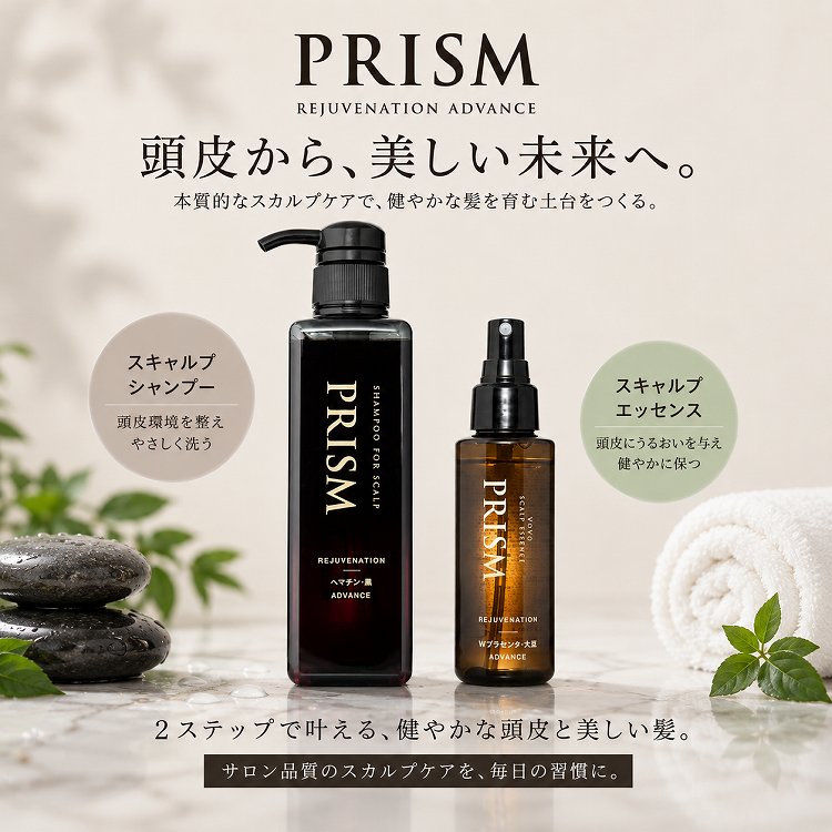 【2点セット】スカルプシャンプー＆頭皮美容液 390ml+100ml｜抜け毛対策・ハリコシ・ボリュームケア｜男女兼用｜プリズムボボ