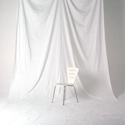 単色モズリン布バック 【白】 (3x7m／シームレス／ 継ぎ目無し、袋縫い加工済み)