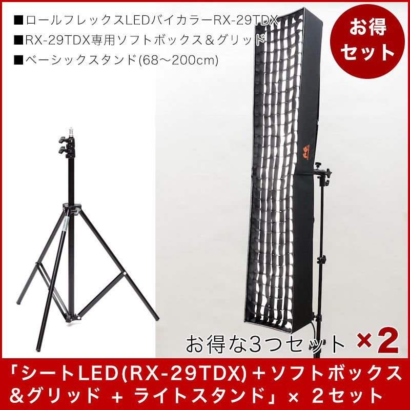 シートLED(RX-29TDX)＋ソフトボックス&グリッド+ライトスタンド２台セット
