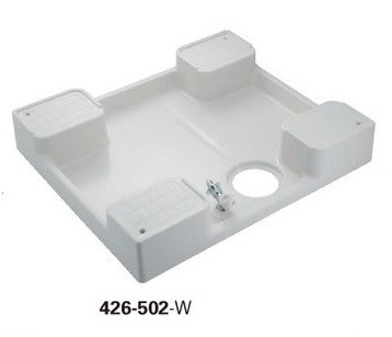 洗濯機用防水パン（水栓つき） 426-502-W 逆止 ホワイト カクダイ