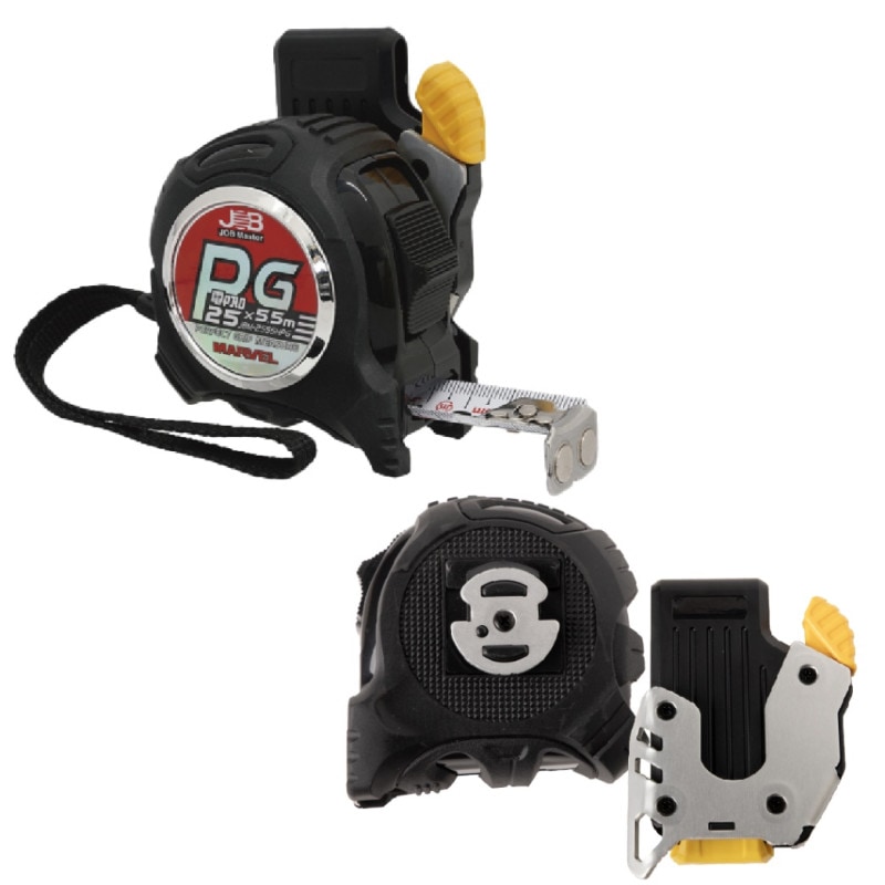 【即配】JBM-2555HPG  ホルダー付PGメジャー パーフェクトグリップ 測定工具　メジャー　高耐久　ワンタッチホルダー　着脱簡単　メートル両面目盛　25mm×5.5m JIS1級　マーベル MARVEL
