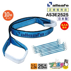 オールセーフ スリングベルト10本 長さ2.5ｍ 幅25mm AS3E2525 allsafe【メーカー直送】