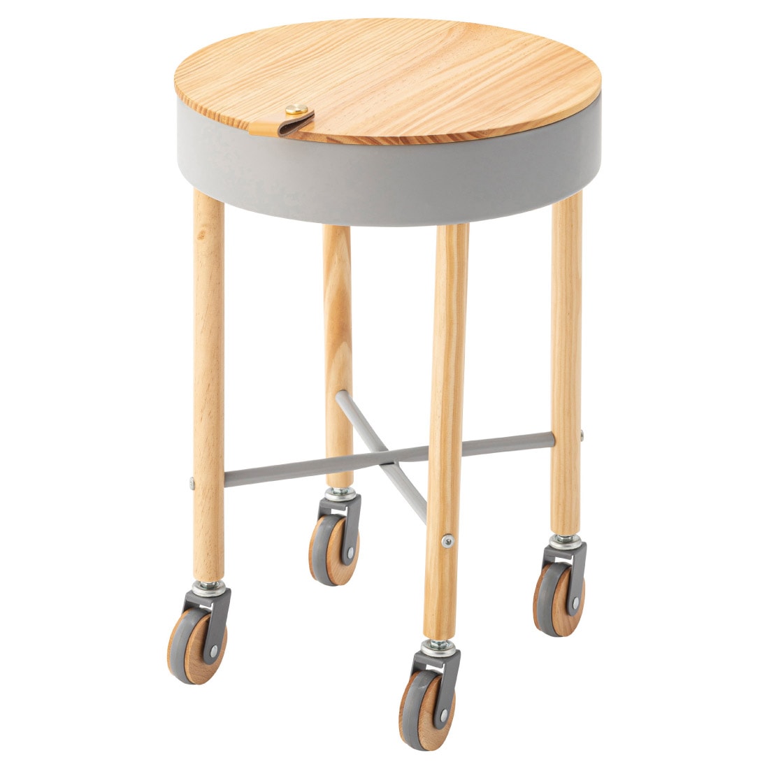 【未使用品】オーク サイドテーブル　木製サイドテーブル キャスター付き サイドテーブル キャスター付き 幅30cm 高さ60cm 収納 木製 コの