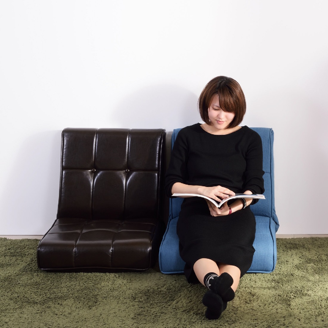 メーカー直送】フロアソファ RKC-937DM/インディゴ RKC-937LBR