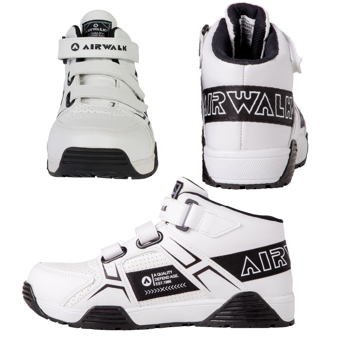 7-8回使用 レディースセット 135cm AIRWALK× PRO 即配】 安全靴 ベルトライン AW-970/ブラック AW-980/ホワイト 3本