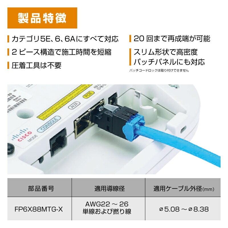パンドウイット LANコネクタ Cat6A 100個入 SP6X88-C 2箱 Panduit