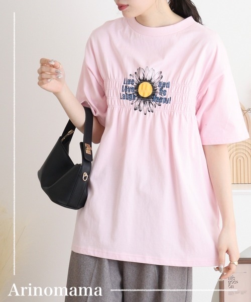 P000【値下げ】【取寄せ】度詰め天竺 シャーリングプリント半袖Tシャツ（F2-Am11）