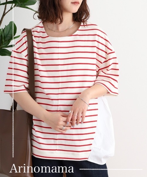 P000【値下げ】【取寄せ】異素材切替タックトップス（F2-Am19）