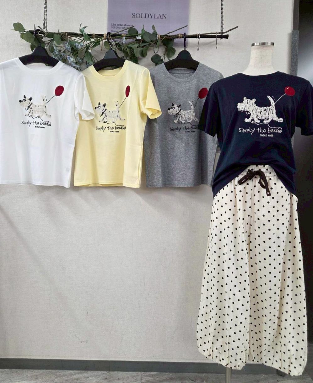 P000  【SOLDYLAN】刺繍犬ロゴTシャツ（F2KA-A20050）