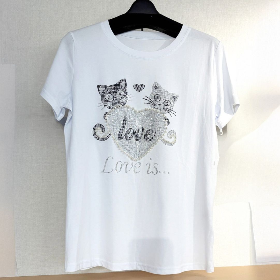 P000【SOLDYLAN】ハピス ビジュー付き Tシャツ 6柄組（F5-25553）