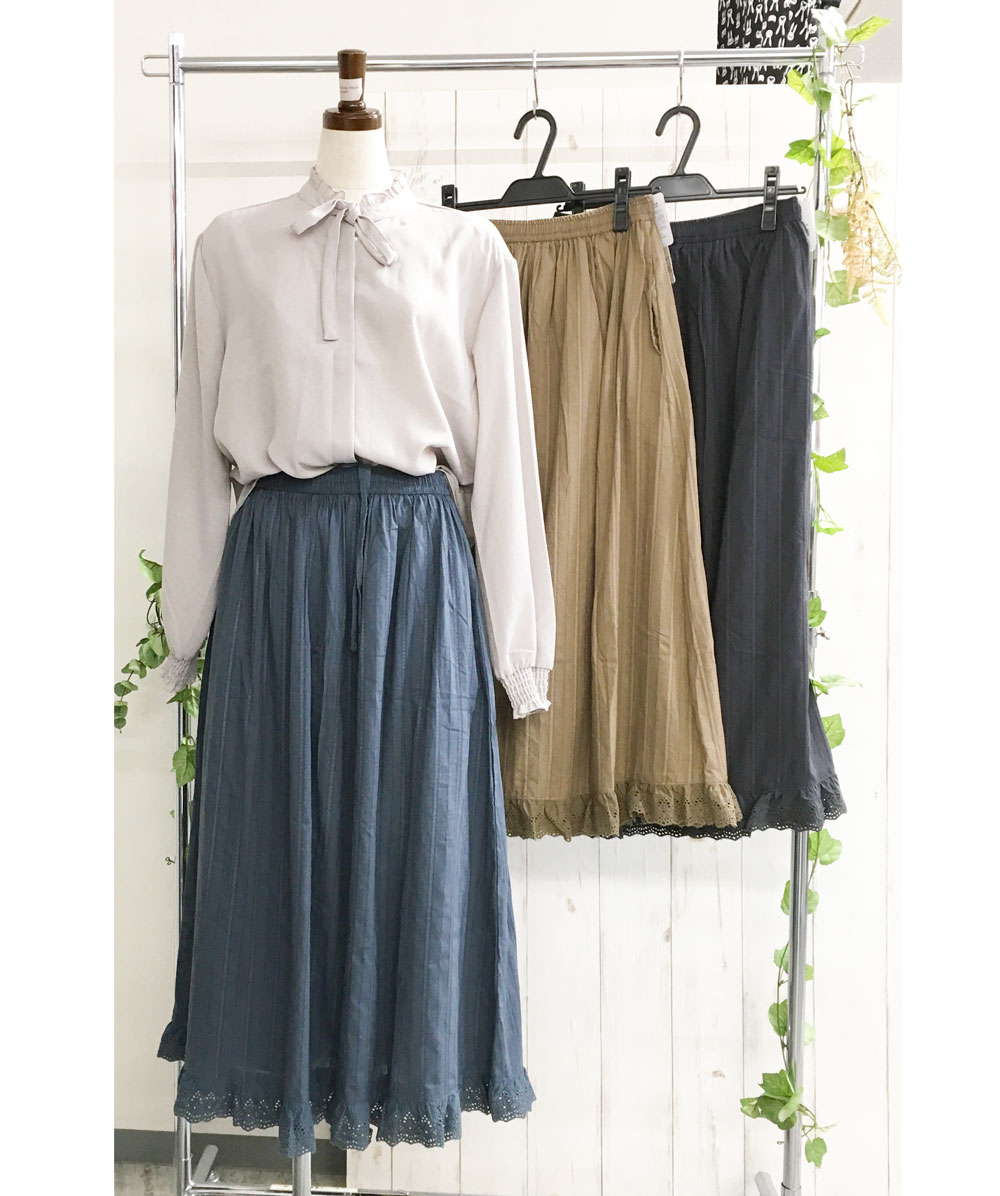 P000 裾レース ドビーフレアスカート（F2KA-7600395）