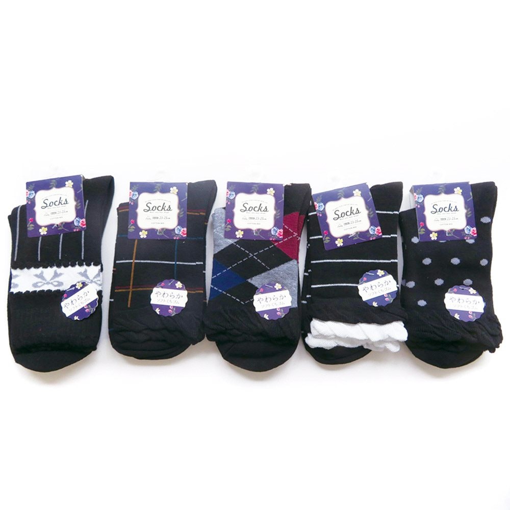 P001 DM-26233 婦人柄クルーソックス ×100入