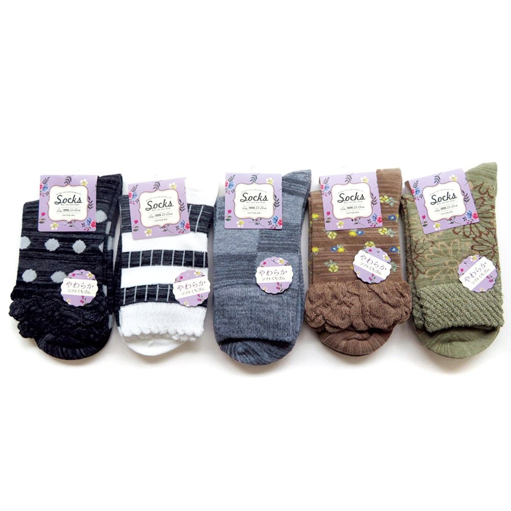 P001 DM-26234 婦人柄クルーソックス ×100入