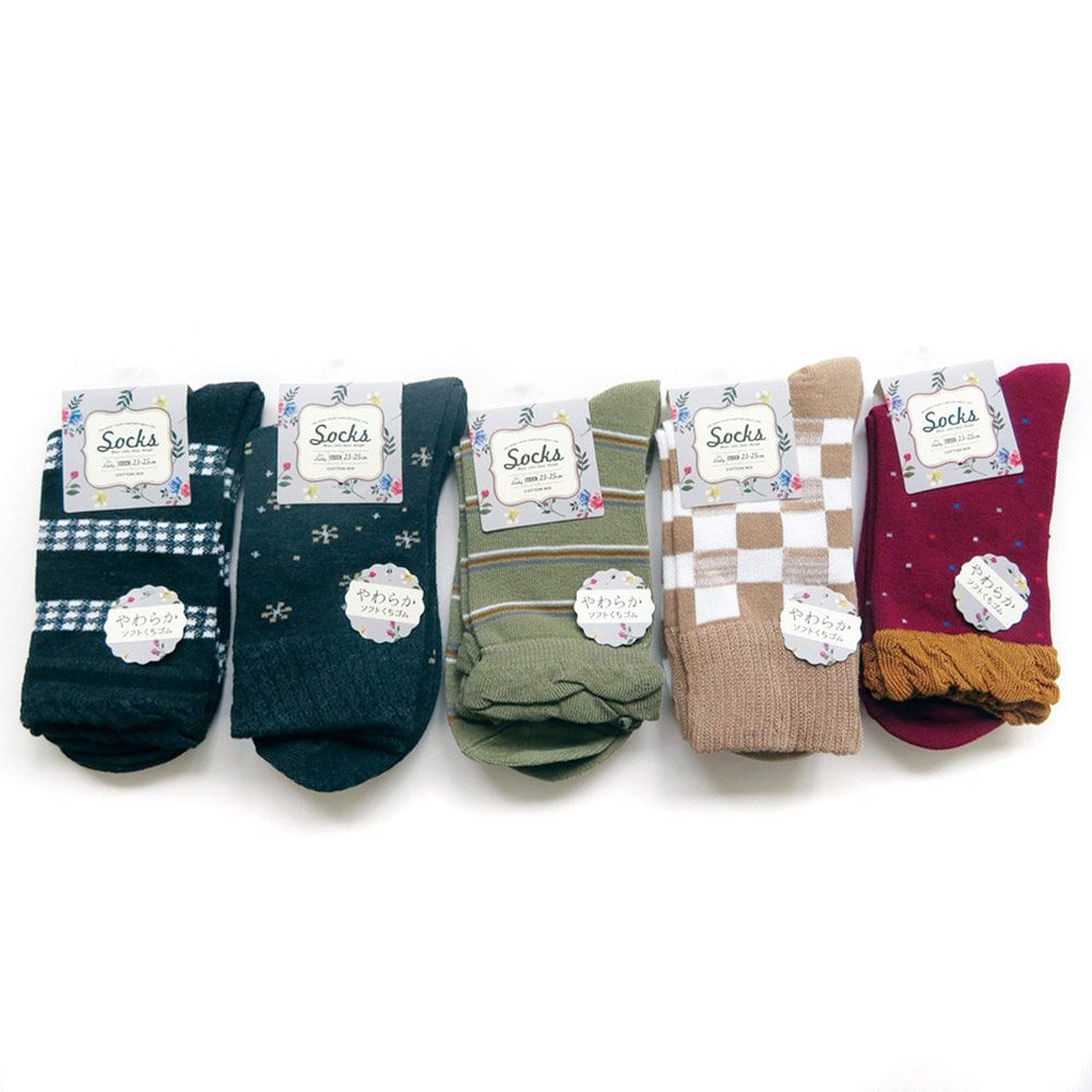 P001 DM-26235 婦人柄クルーソックス ×100入