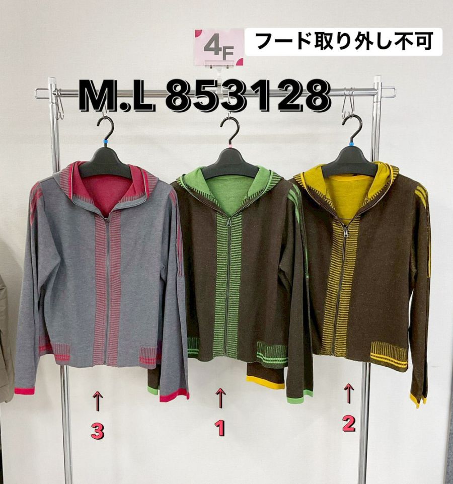 P000  フード付きジップアップパーカー（48-853128）