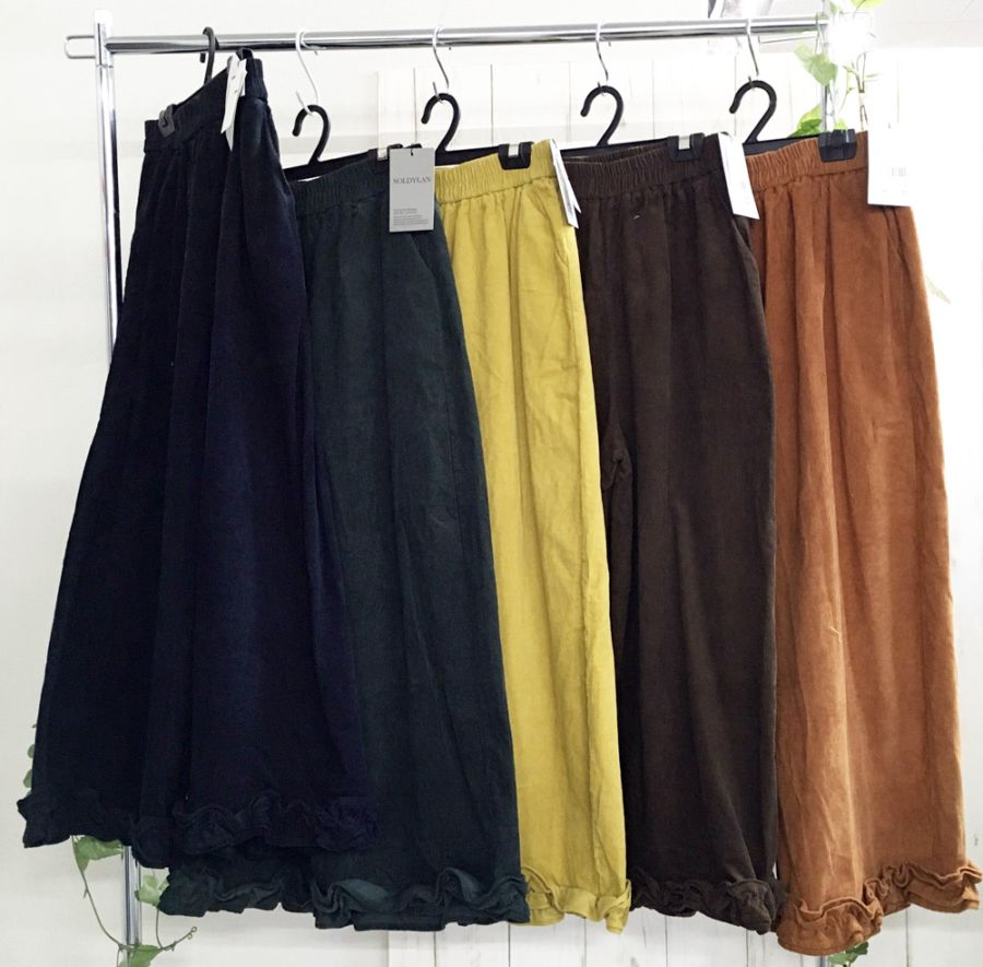 P000  【SOLDYLAN】コーデュロイ裾フリルパンツ（F5-25956）