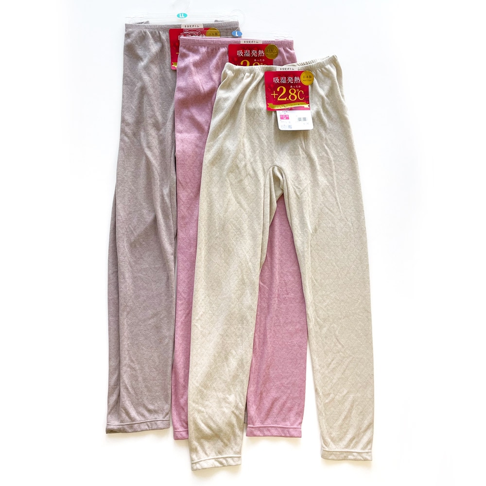 P000  【吸湿発熱+2.8℃】袋編み 8分丈ボトム スラ下 肌着（07-AS47SR）