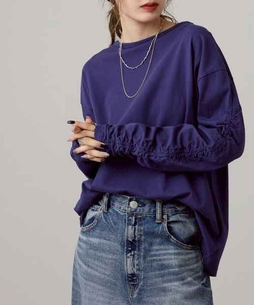 P000  【取寄せ】袖シャーリング デザインT（F2TK-Am65）