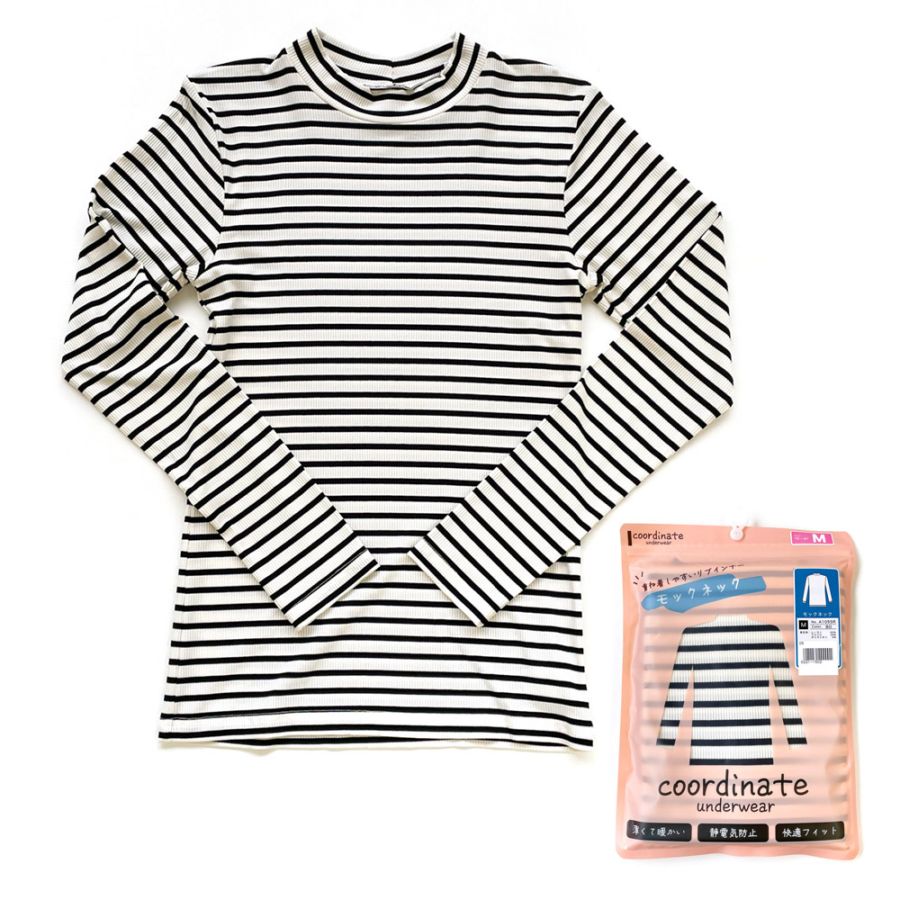 P000【静電気防止】あったかリブインナー モックネック 肌着（07-A105SR）