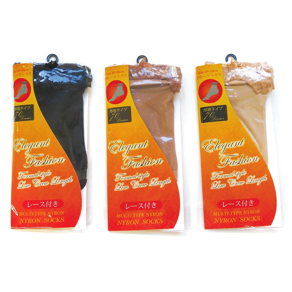 P001 DM-26250 婦人７０Ｄレース付きナイロンクルーソックス ×100入