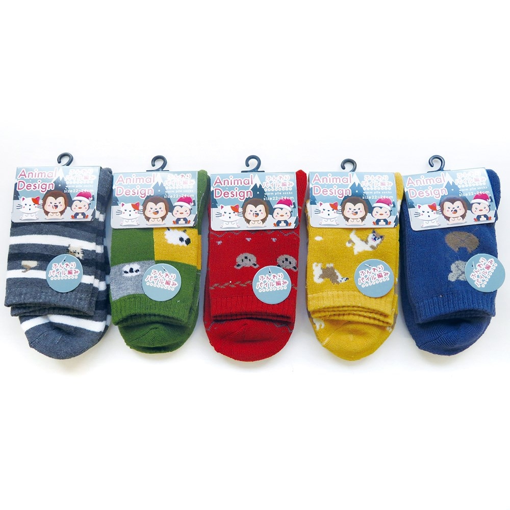 P001 DM-26387 婦人どうぶつ柄パイルソックス ×100入
