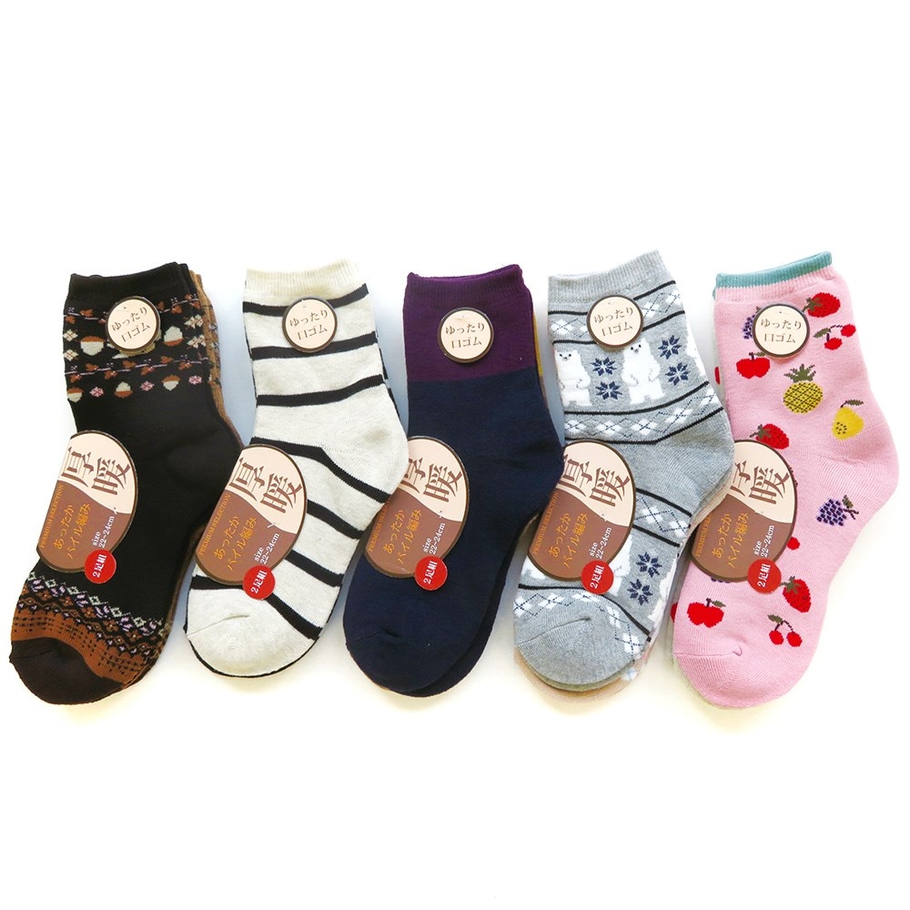 P001 DM-26390 婦人柄パイル２足組ソックス ×50入