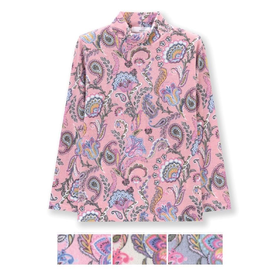 P000 T-5027【11/20まで5％OFF】表起毛ペイズリープリント７本衿タックハピス付きTシャツ 3枚組