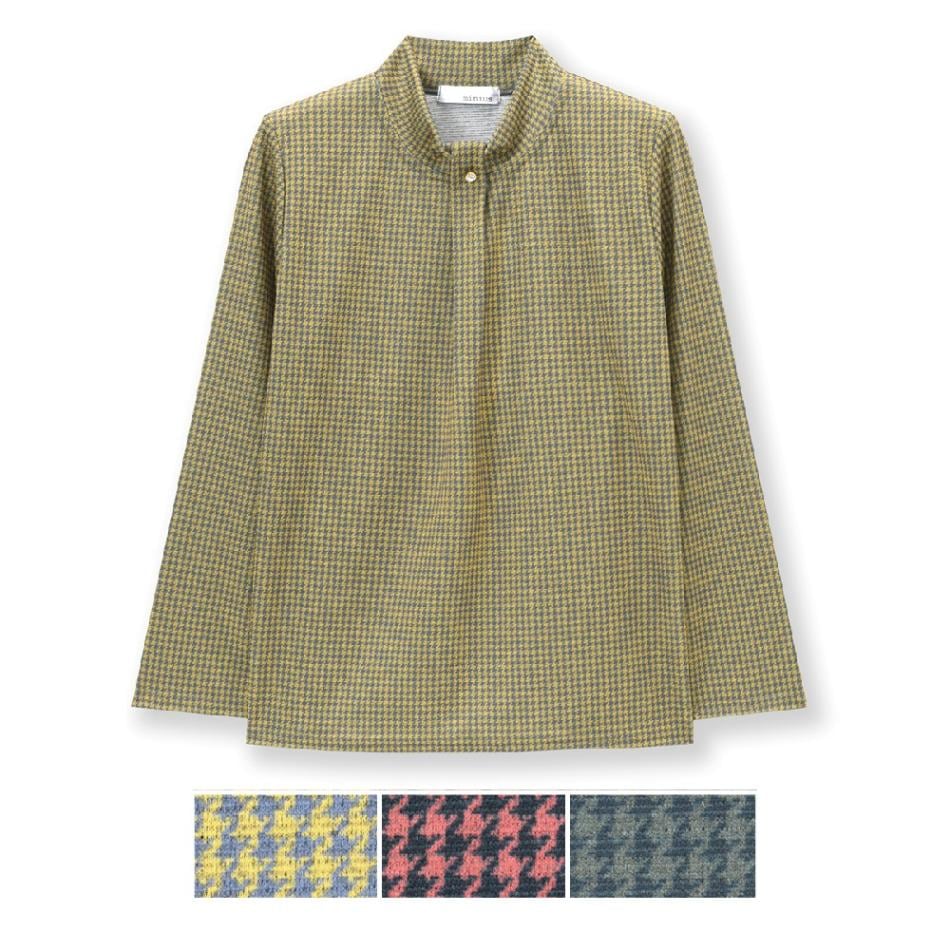 P000 T-5030【11/20まで5％OFF】起毛千鳥柄プリントデザインハイネックTシャツ 3枚組