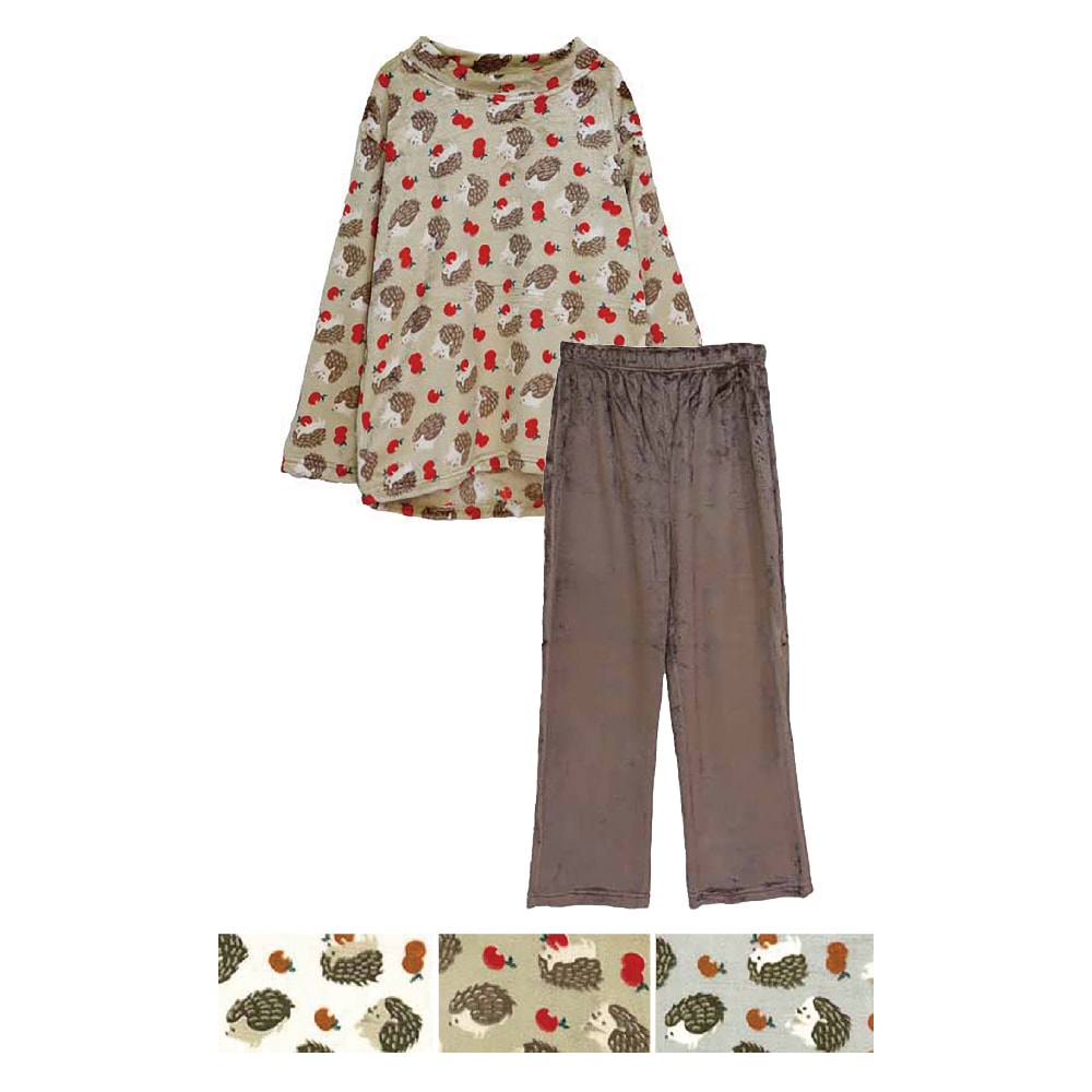 P000 AW1617L 【大寸】シルキーフリース上下セット（ハリネズミ柄）LL／３L寸 6枚組