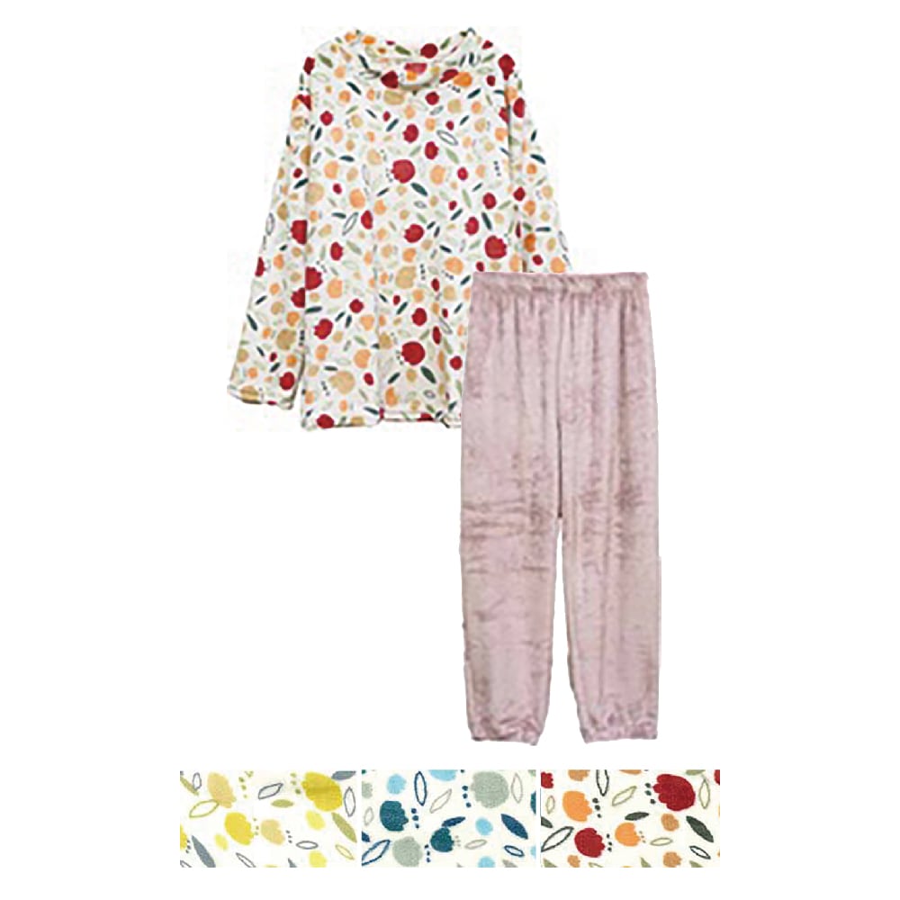 P000 AW1619L 【大寸】シルキーフリース上下セット（チューリップ柄）LL／３L寸 6枚組