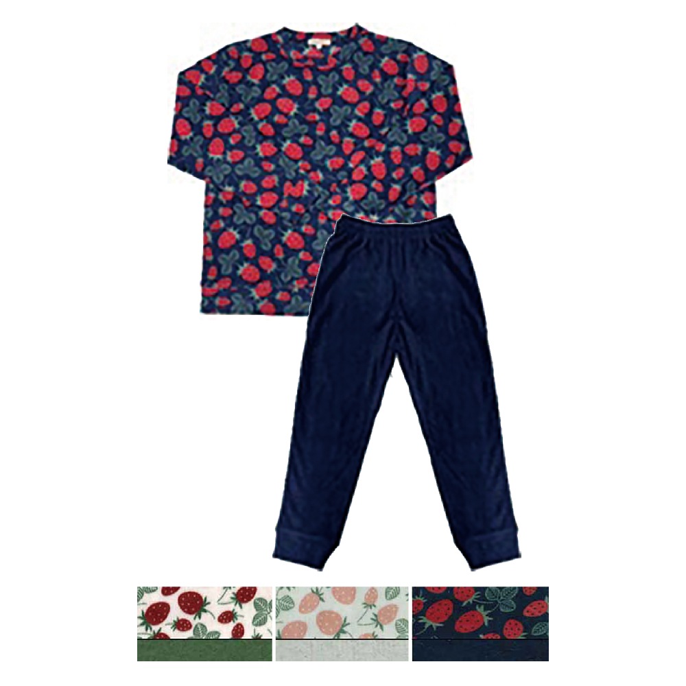 P000 AW1622L 【大寸】マイクロフリース上下セット（いちご柄）LL／３L寸 6枚組