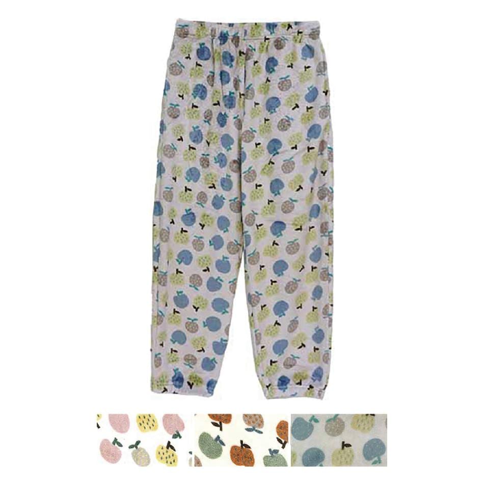 P000 AW1630 【大寸】シルキーフリース裾ゴムパンツ（フルーツ柄）LL／３L寸 6枚組