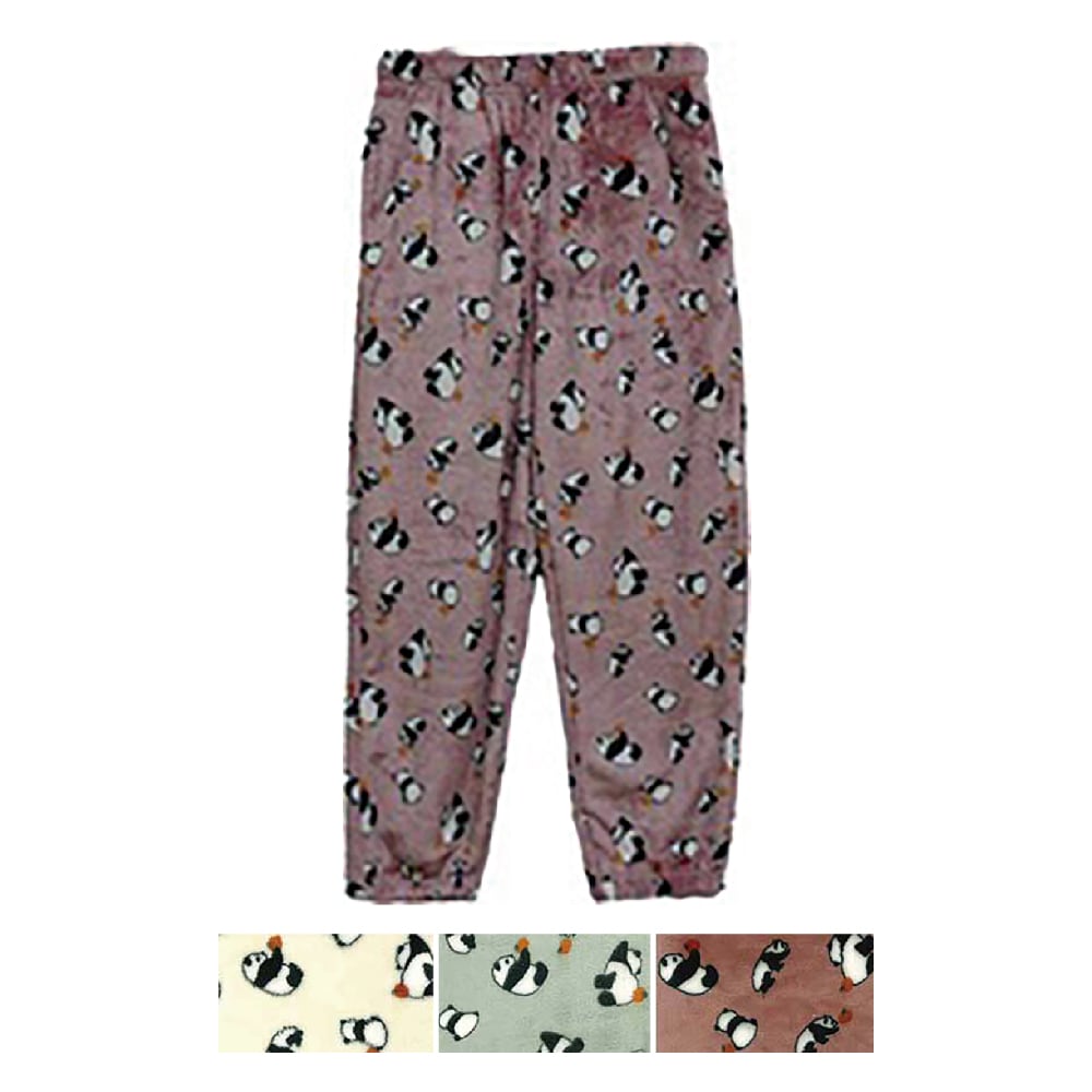 P000 AW1632 【大寸】シルキーフリース裾ゴムパンツ（パンダ柄）LL／３L寸 6枚組