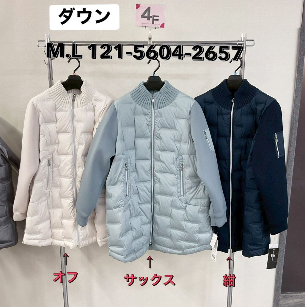 P000  袖異素材 身頃ダウンコート（48-12156042657）